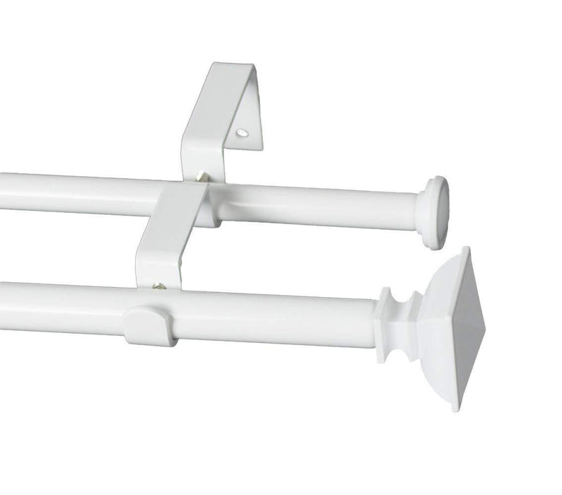 Square Urn Adjustable Double Drapery Curtain Rod Set, 5/8"