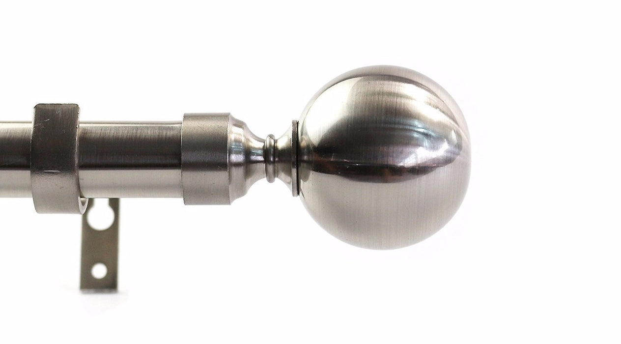 1-inch Diameter Steel Ball Adjustable Single Drapery Curtain Rod - 5 Finishes
