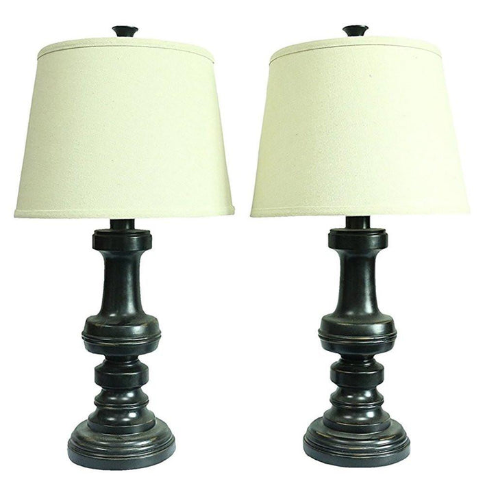 Set of 2 Lafayette Table Lamps, Distressed Black Finish