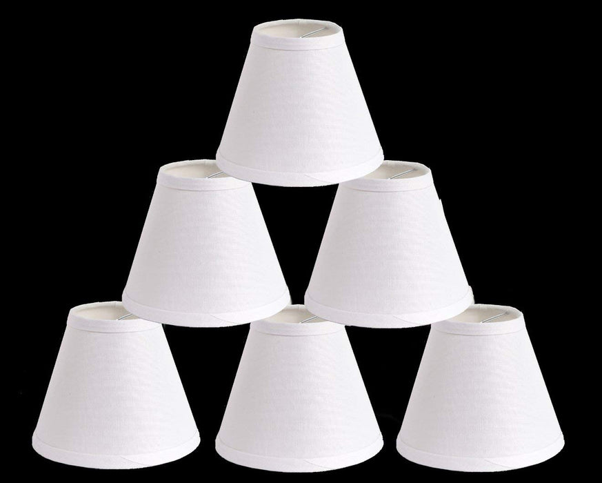 Urbanest Pure Linen Chandelier Lamp Shades, 6-inch, Hardback Clip On, White(set of 6)