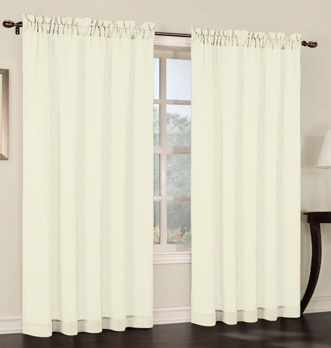 Set of 2 Faux Linen Sheer Curtain Panels - 6 Colors