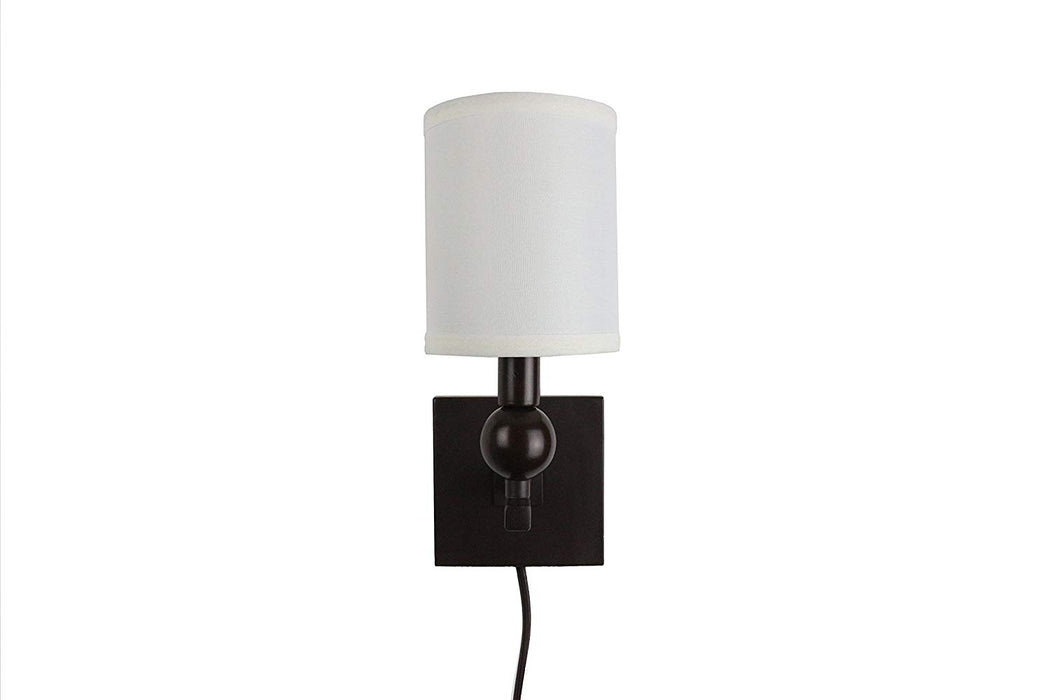 Zio Single Bulb Cord Wall Sconce with Off White Linen Shades
