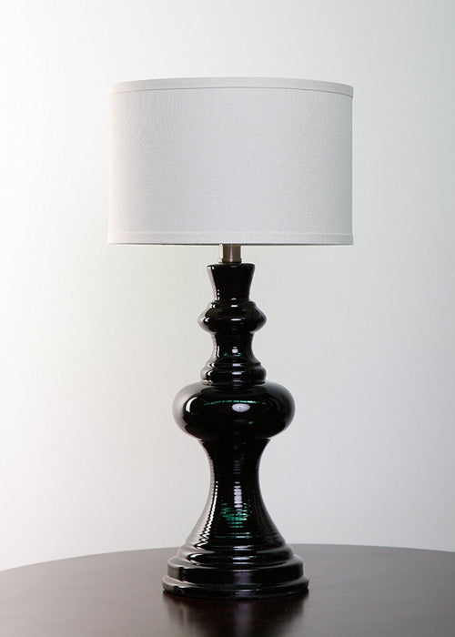 Dexter Black Ceramic Table Lamp with Linen Drum Hardback Shade