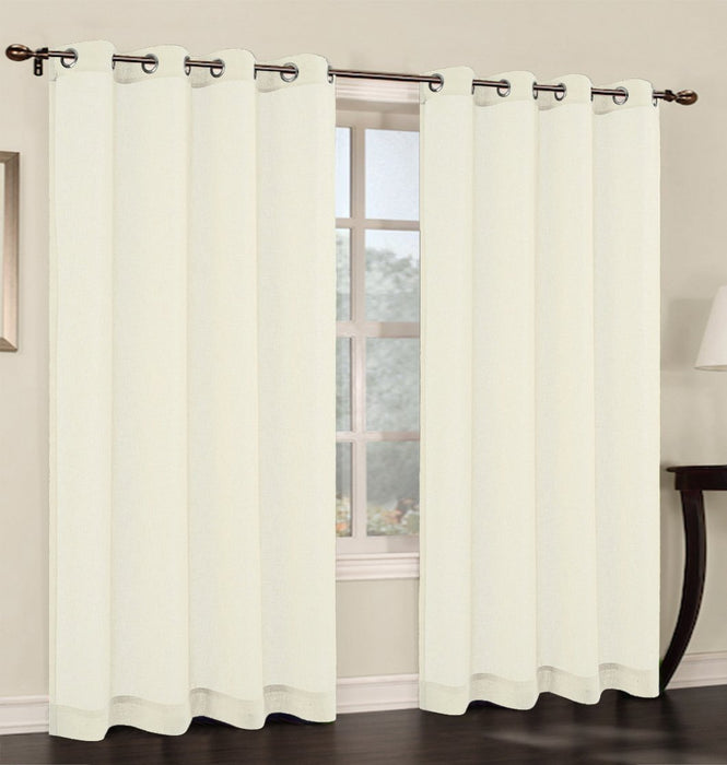 Set of 2 Faux Linen Sheer Curtain Panel with Grommets - 6 Colors