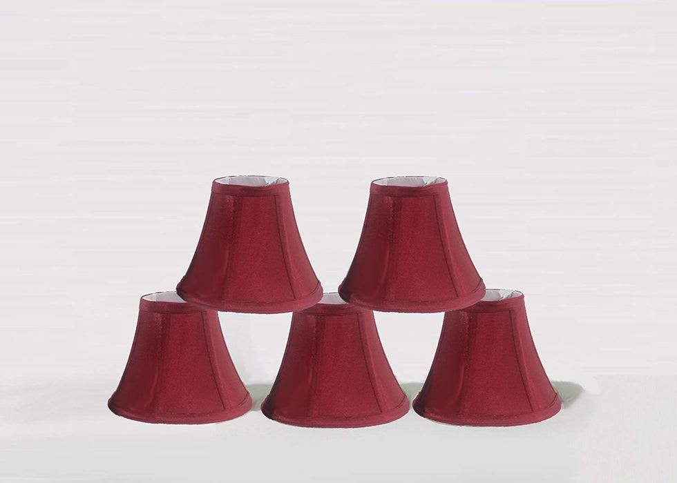 Urbanest 1100630b Chandelier Lamp Shades 6-inch, Bell, Clip On, Burgundy (Set of 5)