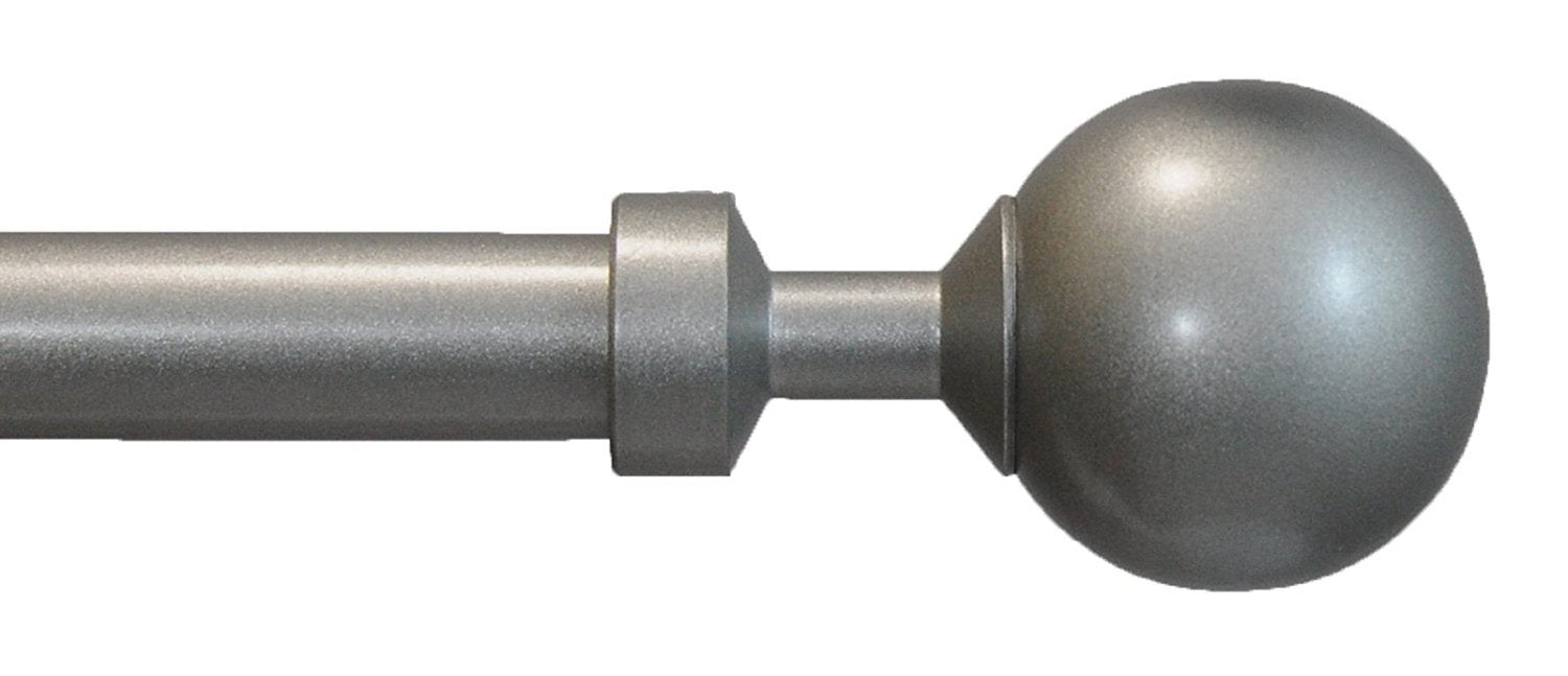Adjustable Steel Ball Finial Curtain Drapery Rod Set, 5/8-inch (Pewter,28"-48")