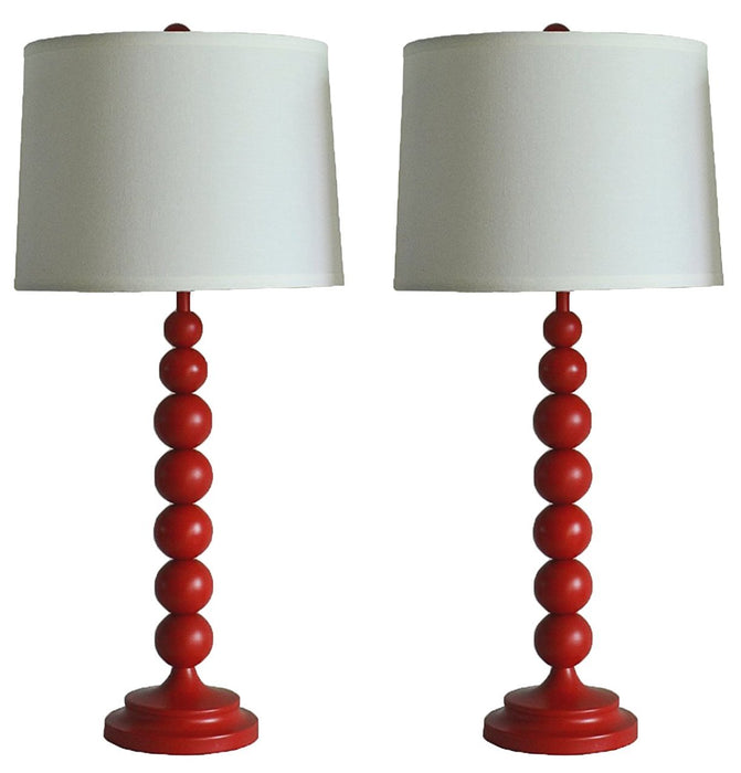 Set of 2 Stacked Ball Table Lamp with Linen Shade - 7 Colors