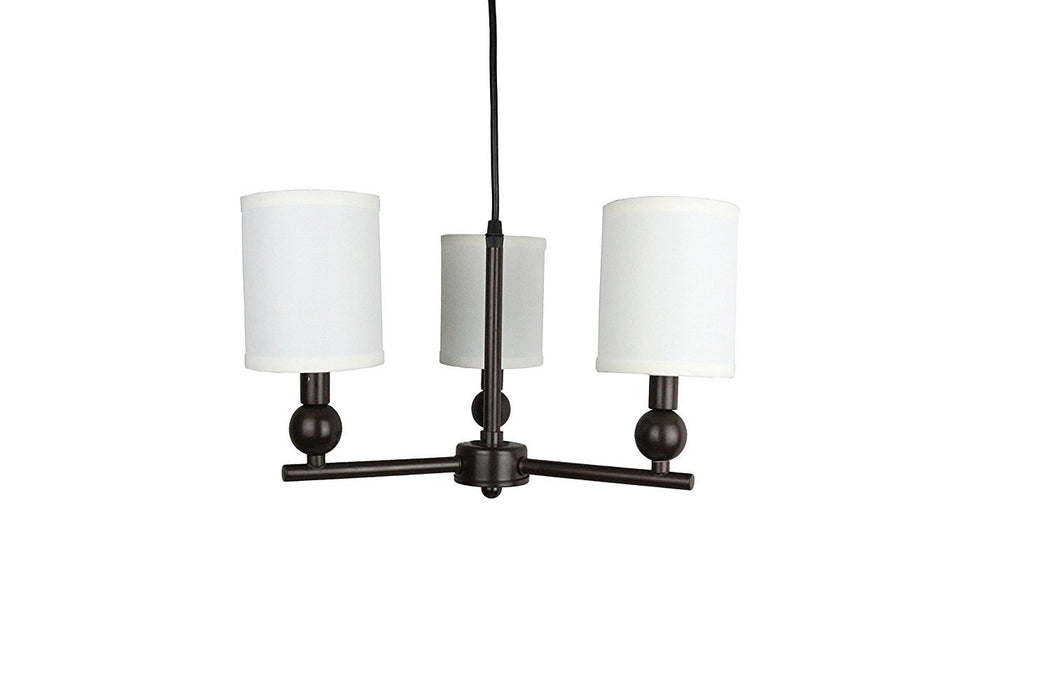 Portable Zio 3-Light Chandelier with Off White Linen Shades
