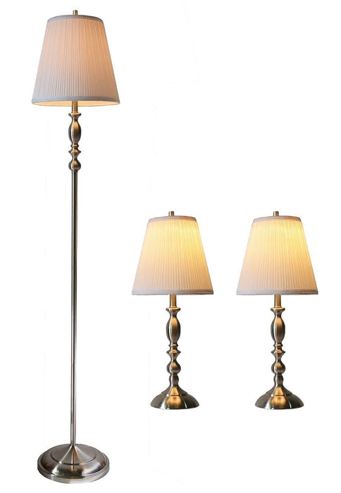Eleanor 3-Piece Table and Floor Lamp Set with Shades