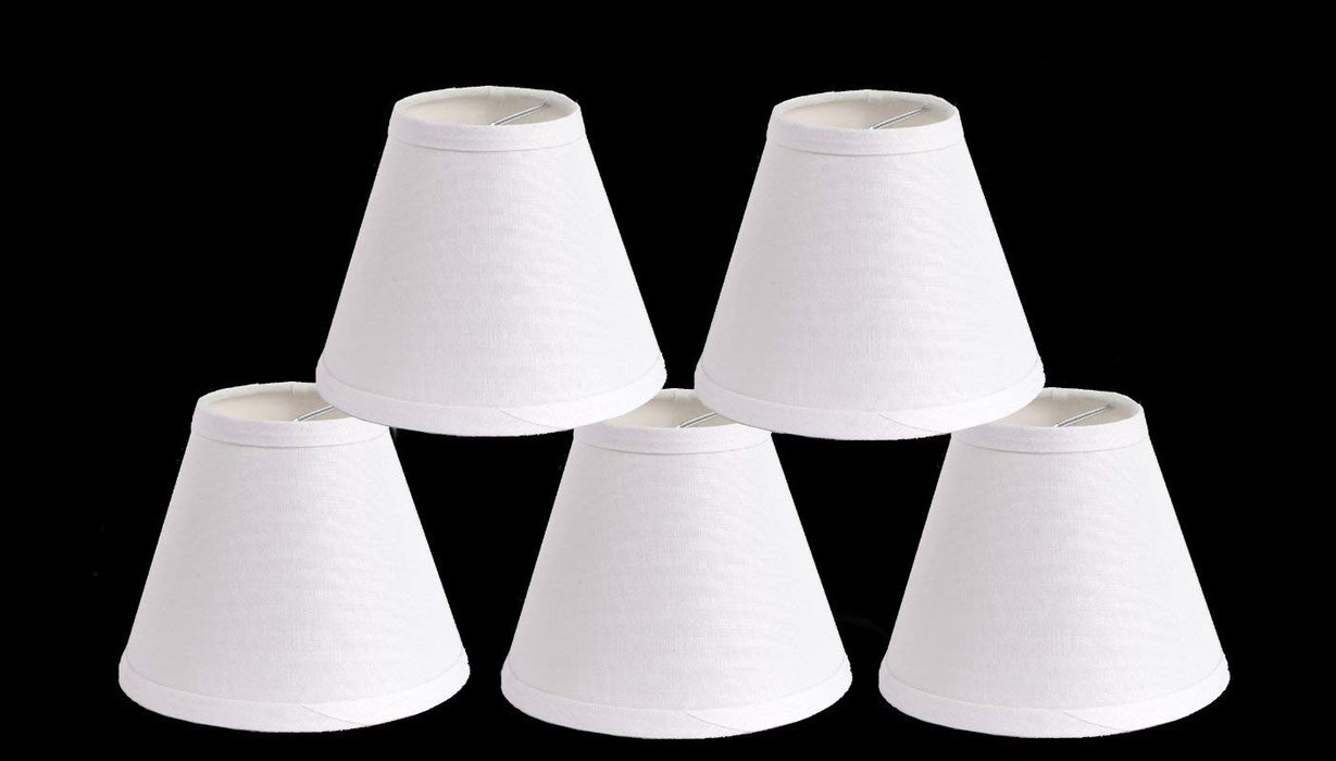 Urbanest Pure Linen Chandelier Lamp Shades, 6-inch, Hardback Clip On, White(set of 5)