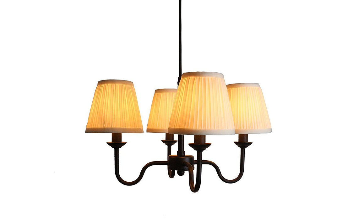 Portable Shire 4-Light Chandelier with Eggshell Mushroom Pleated Shades