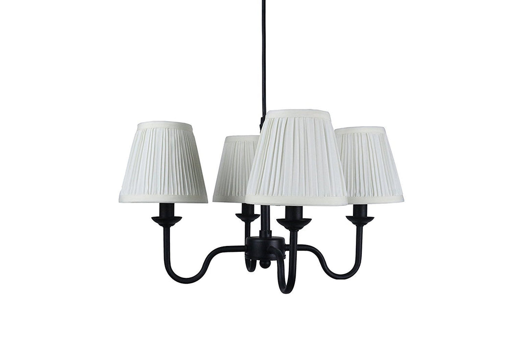 Portable Shire 4-Light Chandelier with Eggshell Mushroom Pleated Shades