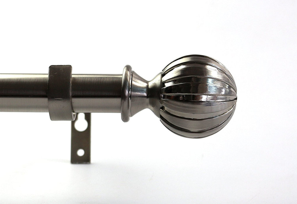 1-inch Diameter Fluted Ball Adjustable Single Drapery Curtain Rod