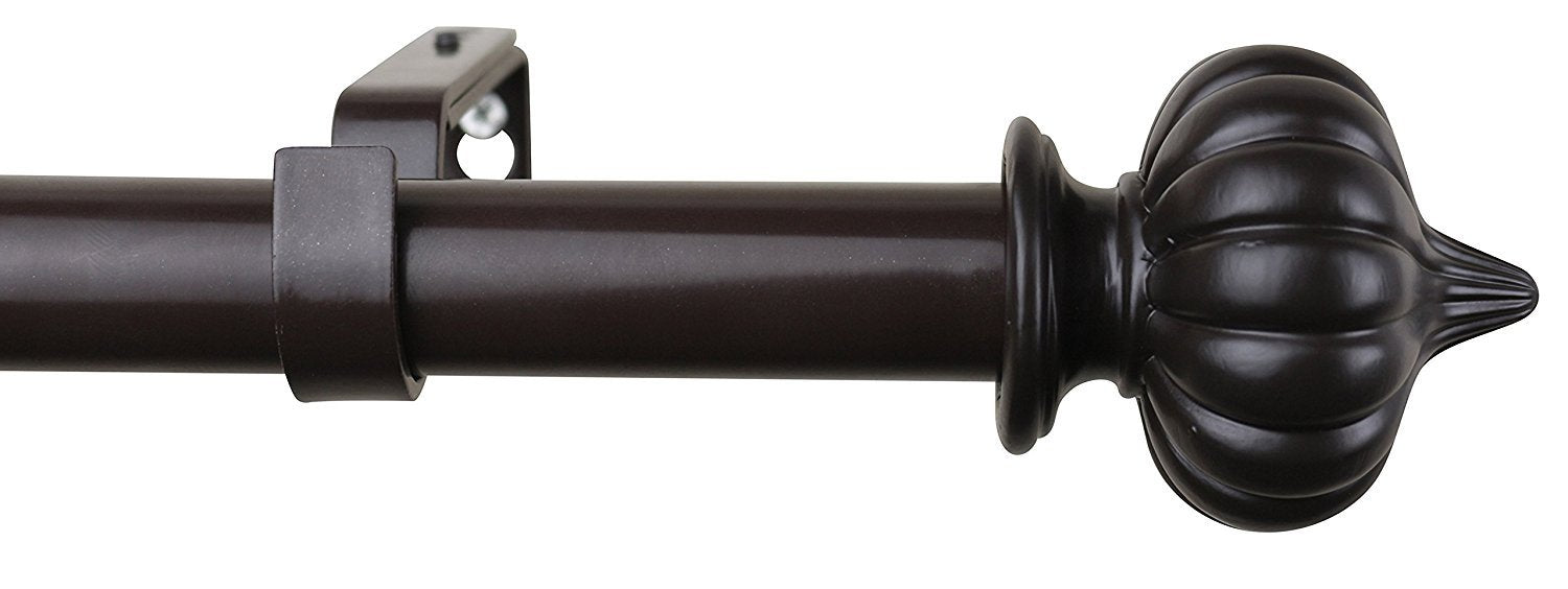 1-inch Diameter Bishop Adjustable Single Drapery Curtain Rod - 4 Finishes