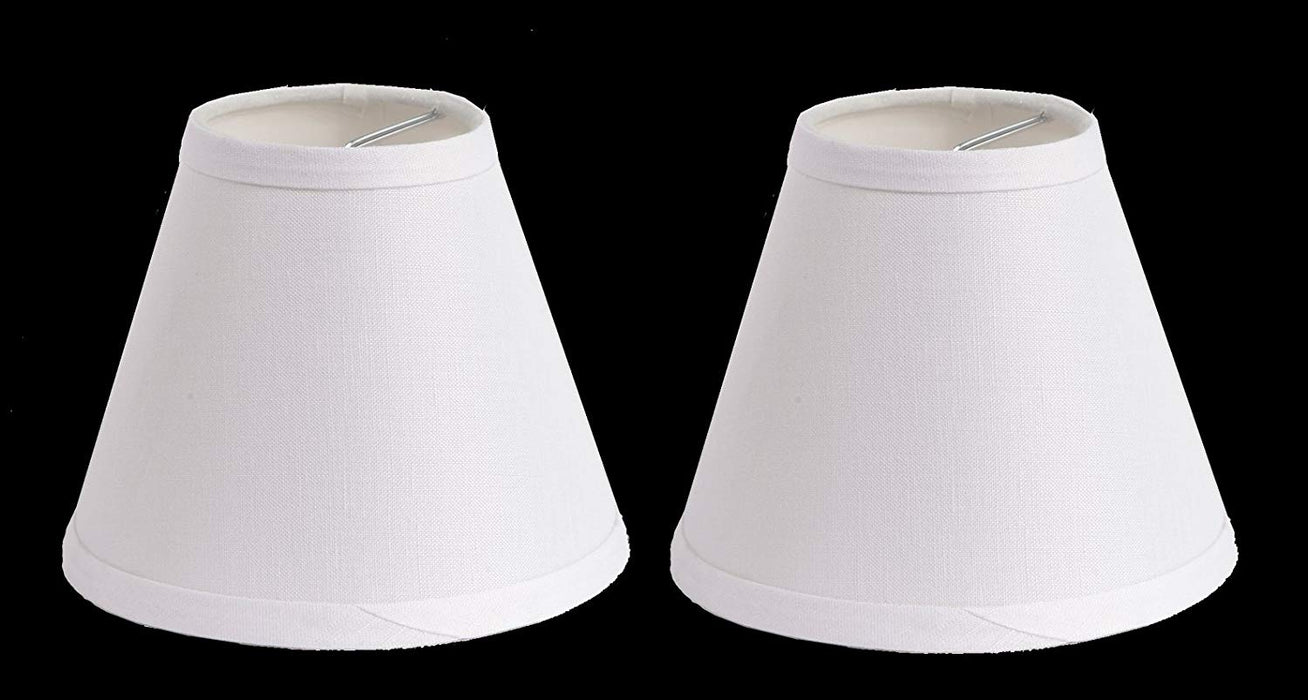 Urbanest 100% Linen Chandelier Lamp Shades, 6-inch, Hardback Clip On, White(set of 2)