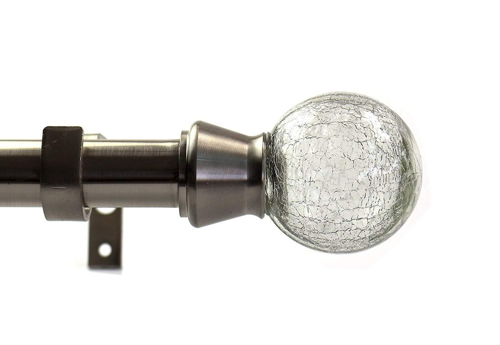 1" Diameter Crackle Glass Adjustable Single Drapery Curtain Rod