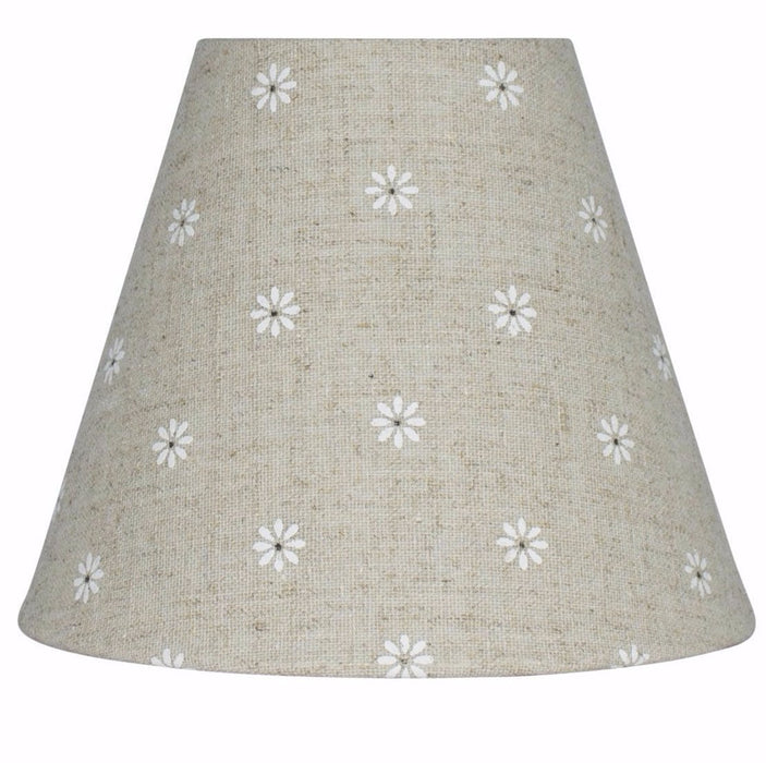 Natural Linen with Daisies 6-inch Chandelier Lamp Shade