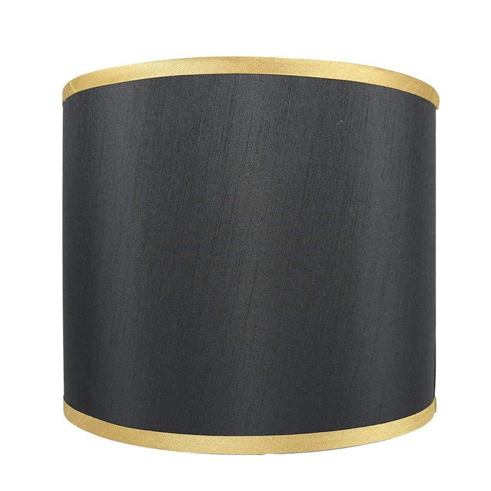 Faux Silk Classic Drum Lampshade with Gold Trim