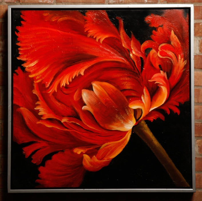 Framed Stretched Lily II Oil Painting 29"x29"