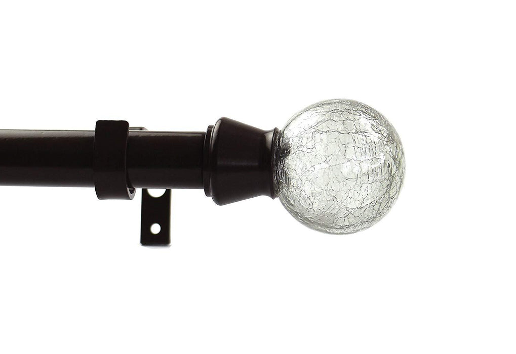 1" Diameter Crackle Glass Adjustable Single Drapery Curtain Rod