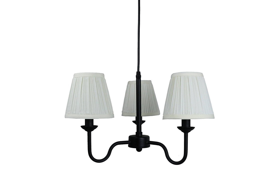 Portable Shire 3-Light Chandelier with Eggshell Mushroom Pleated Shades