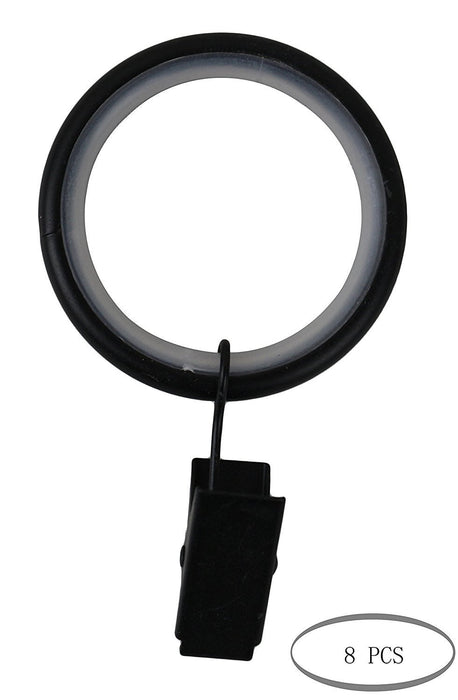 1 1/2" Curtain Drapery Rings with Clips, Nylon Inserts Quiet & Smooth - 7 Finishes