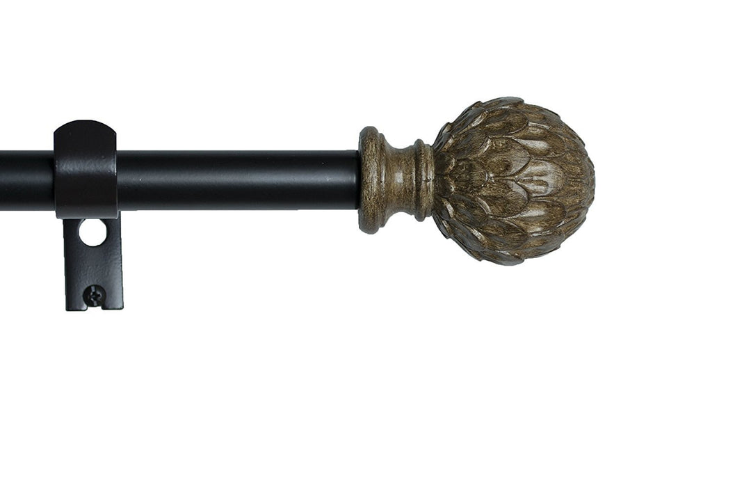 Artichoke Single Window Treatment Rod Set, 3/4-inch Black Rod