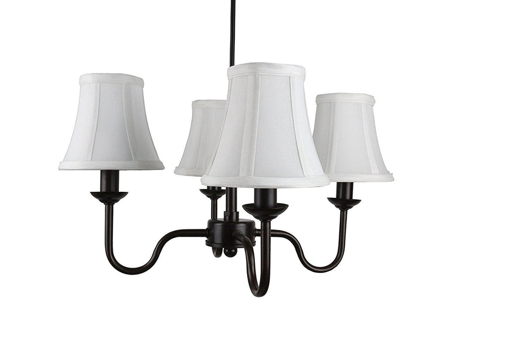 Portable Shire 4-Light Chandelier with Off White Silk Bell Shades