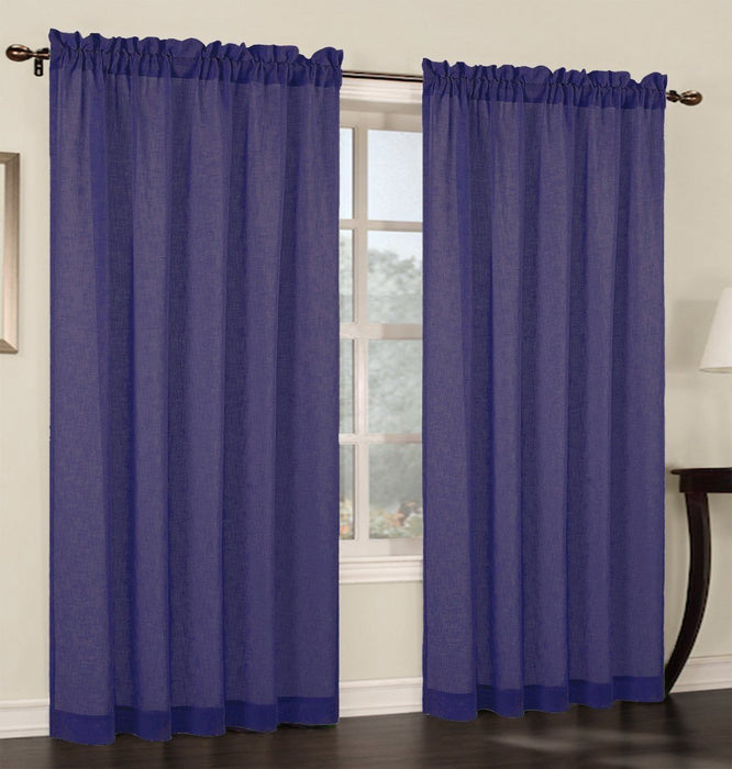 Set of 2 Faux Linen Sheer Curtain Panels - 6 Colors