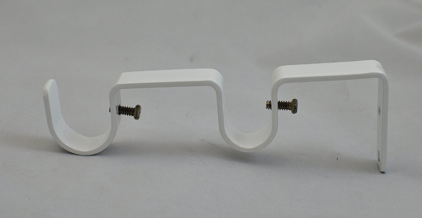 Double Curtain Rod Bracket for 1" and 3/4" Rod, Glossy White, 1 pcs.