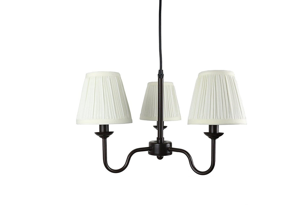 Portable Shire 3-Light Chandelier with Eggshell Mushroom Pleated Shades