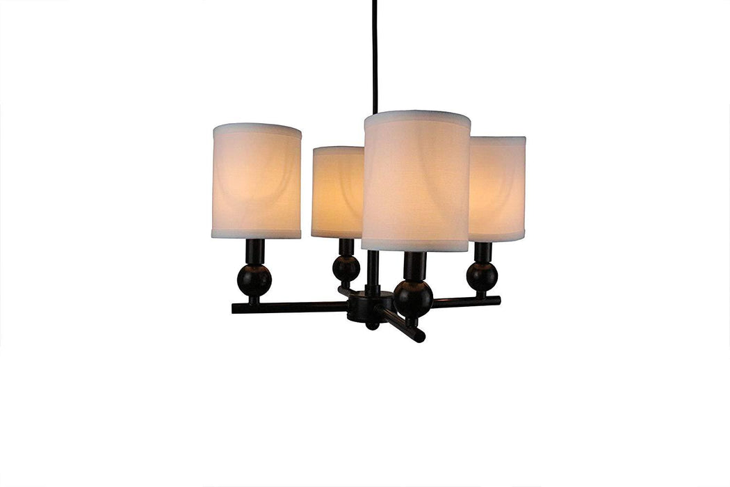 Portable Zio 4-Light Chandelier with Off White Linen Shades