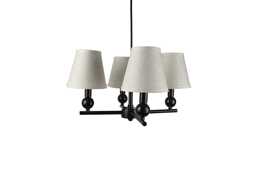 Portable Zio 4-Light Chandelier with Oatmeal Linen Shades