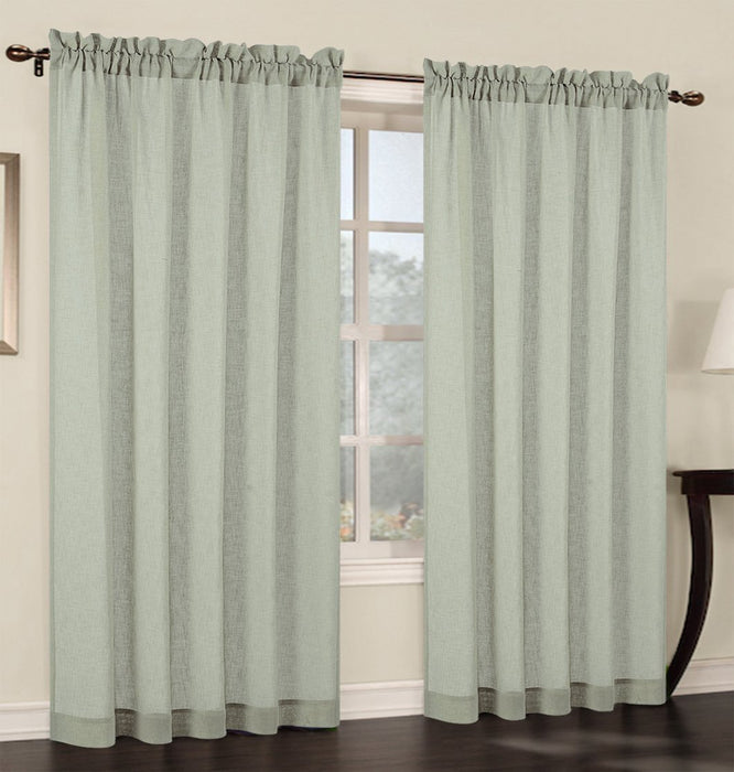 Set of 2 Faux Linen Sheer Curtain Panels - 6 Colors