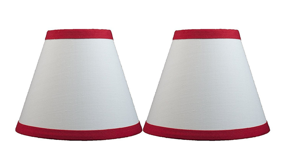 White Cotton 6-inch Chandelier Lamp Shade with Colored Trim - 6 Colors