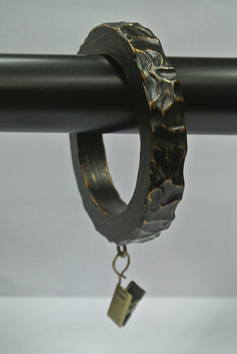 Set of 8 Large Hammered Designer Curtain Rings in Burnt Gold Finish