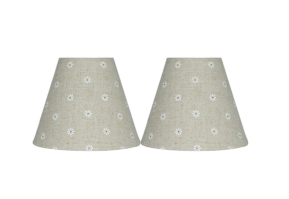 Natural Linen with Daisies 6-inch Chandelier Lamp Shade