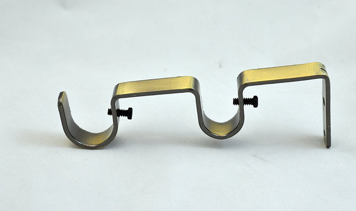 Double Curtain Rod Bracket for 1" and 3/4" Rod, Antique Brass, 1 pcs.