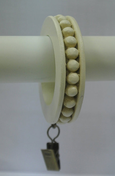 Set of 14 Beaded Edge Designer Curtain Rings in Ivory