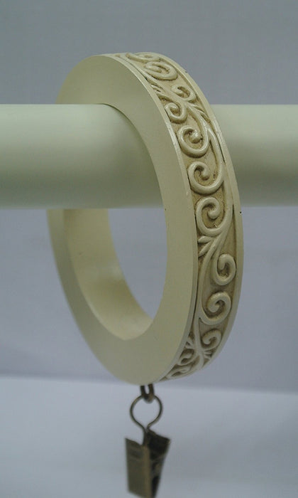 Set of 8 Large Scroll Designer Curtain Rings in Ivory
