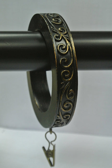 Set of 4 Large Scroll Designer Curtain Rings in Burnt Gold