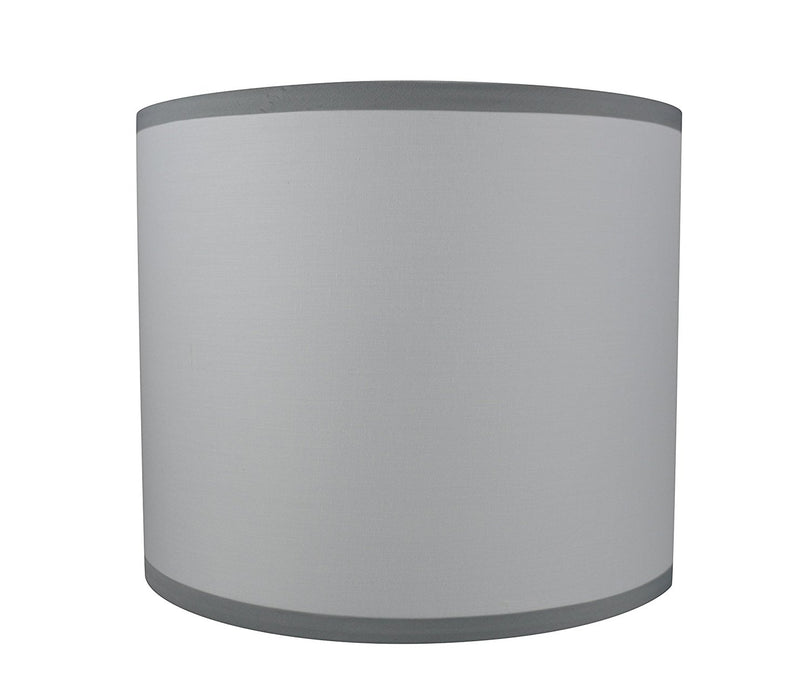 Cotton Classic Drum Lampshade with Gray Trim