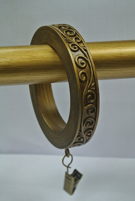 Set of 4 Large Scroll Designer Curtain Rings in Renaissance Gold