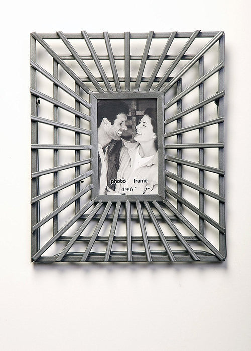 Tabletop Ornate Rectangle Metal Photo Frame, Gunmetal Finish, 10.5"x11.5"