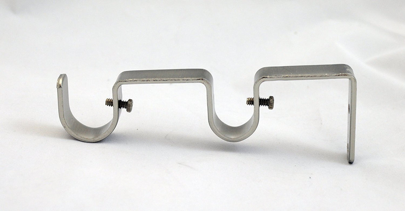 Double Curtain Rod Bracket for 1" and 3/4" Rod, Brushed Steel, 1 pcs.