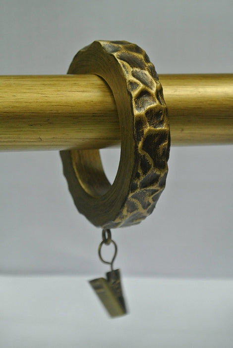 Set of 7 Hammered Designer Curtain Rings in Renaissance Gold Finish