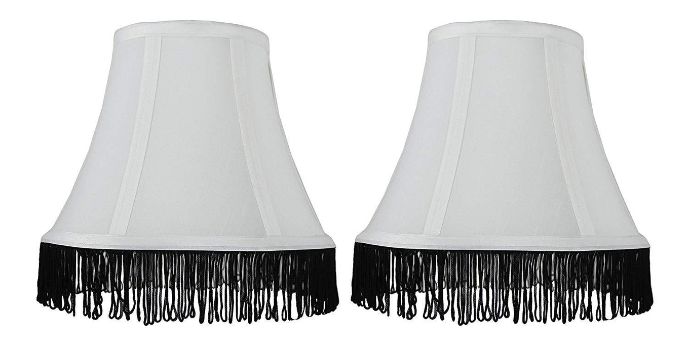 Silk Bell Lamp Shade with Fringe, Spider-fitter, 5-inch by 9-inch by 7-inch