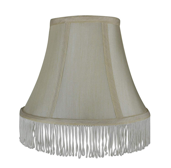Silk Bell Lamp Shade with Fringe, Spider-fitter, 5-inch by 9-inch by 7-inch