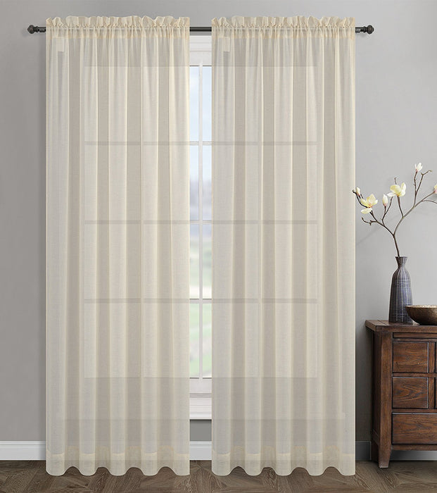 Sahara Linen Sheer Curtain Drapery Panels, Rod Pockets - 3 Colors