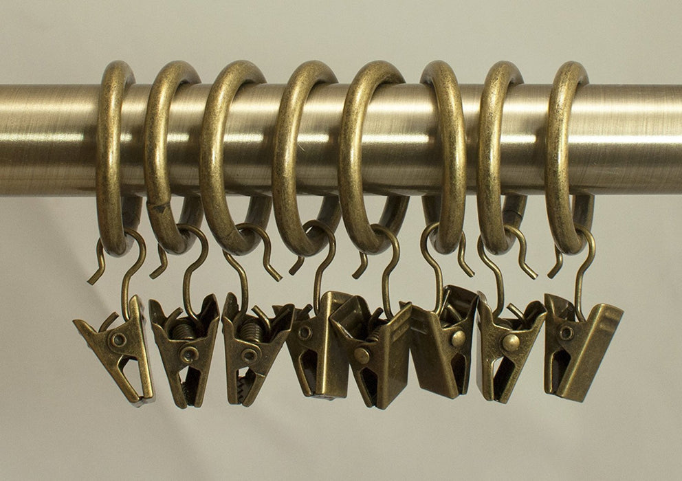 Metal Curtain Drapery Clip Rings 1 Inch Diameter, Set of 16